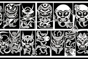 japanese oni neo-tribal tattoo idea