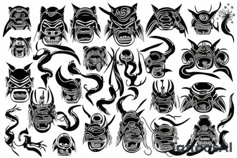 japanese oni neo-tribal tattoo idea
