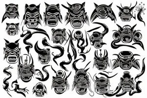 japanese oni neo-tribal tattoo idea