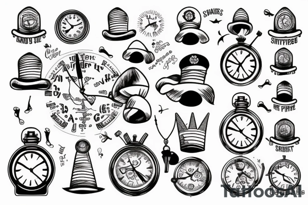 clock with sailors hat on top tattoo idea