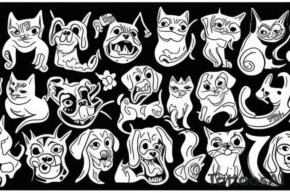 dog and cat but demons tattoo idea
