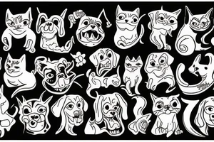 dog and cat but demons tattoo idea