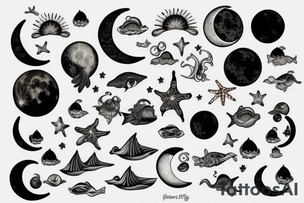 The moon and the sea tattoo idea