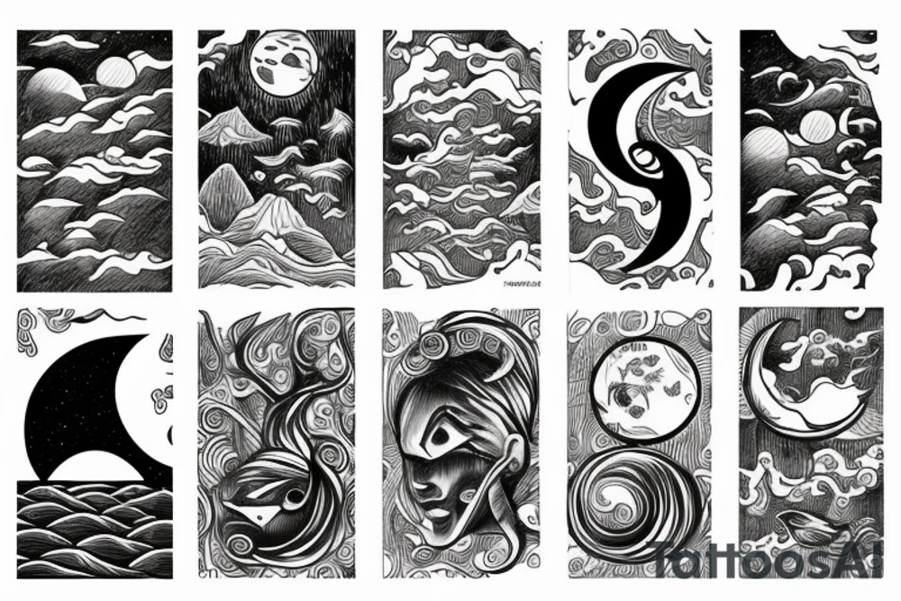 The moon and the sea tattoo idea
