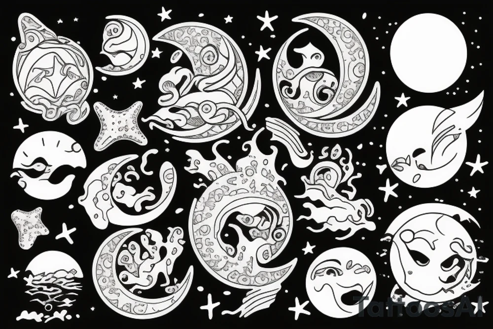 The moon and the sea tattoo idea