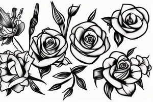 Small bouquet with one rose in the middle, one daffodil, and one gladiolus tattoo idea