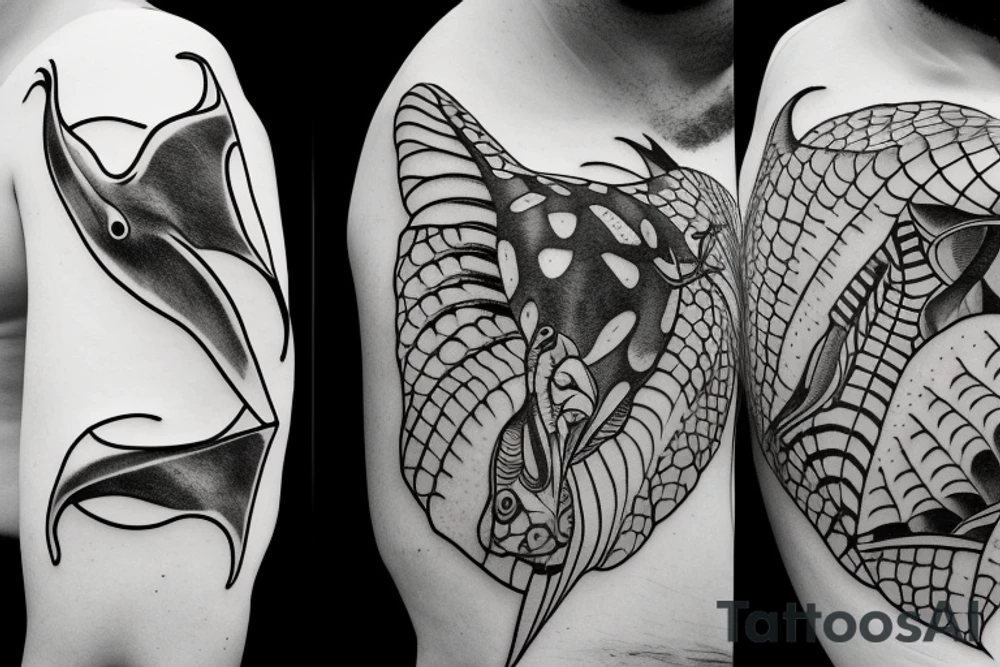 Pair of manta rays tattoo idea