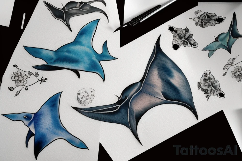 Pair of manta rays tattoo idea