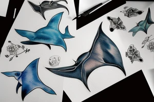 Pair of manta rays tattoo idea