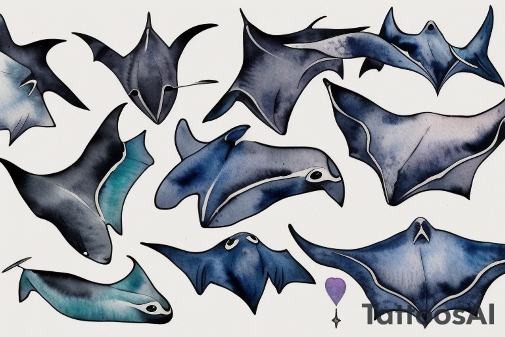 Pair of manta rays tattoo idea