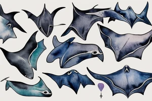 Pair of manta rays tattoo idea