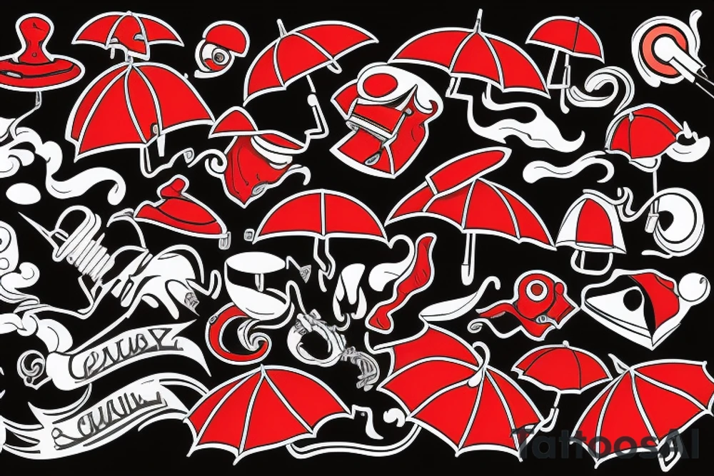red umbrella tattoo idea