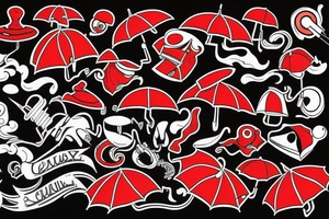 red umbrella tattoo idea