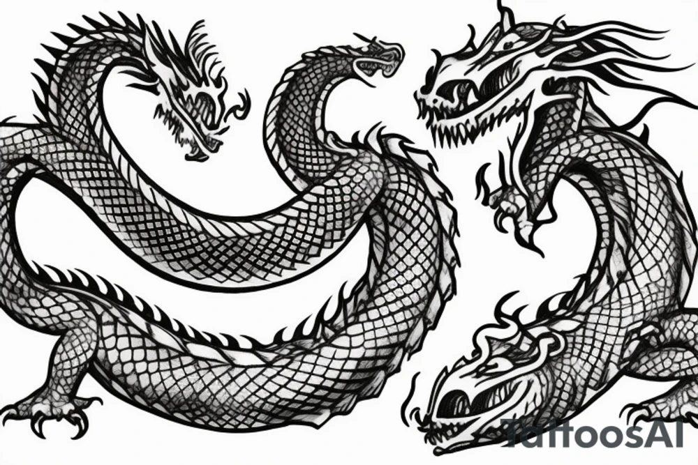 oseberg urnes style two dragons intertwined tattoo idea