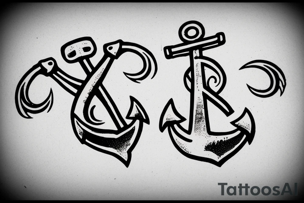 anchor with banner that says FAMILY,  one swallow with banner that says LOGSDON,  one swallow with banner that says PROMEN tattoo idea