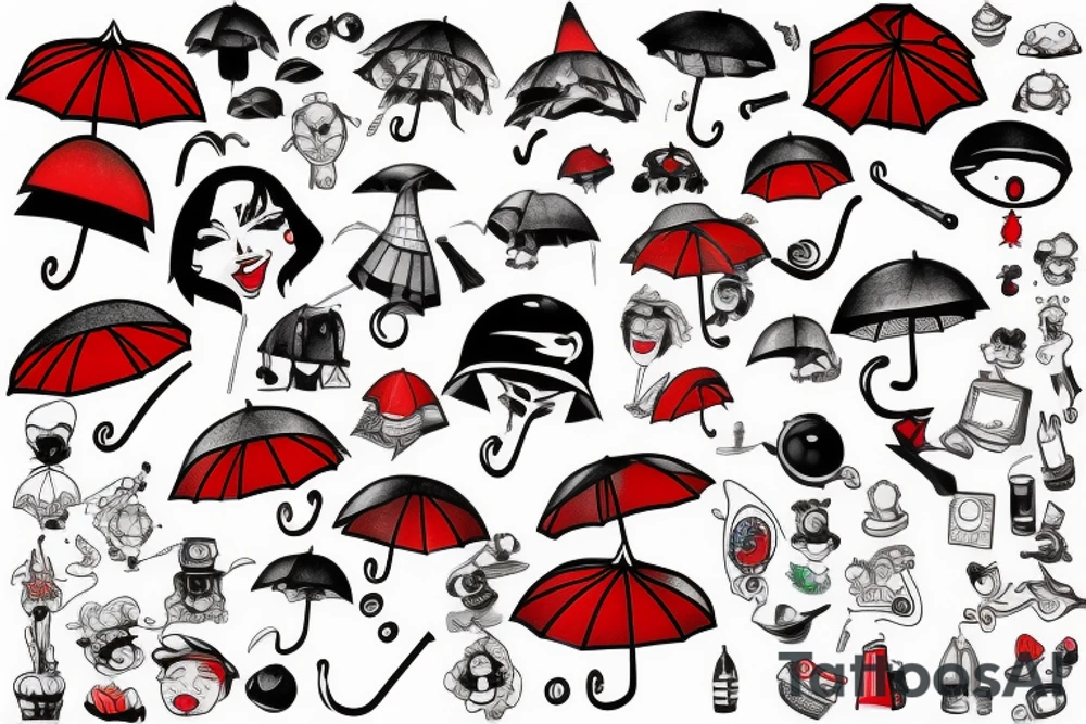 One red umbrella tattoo idea