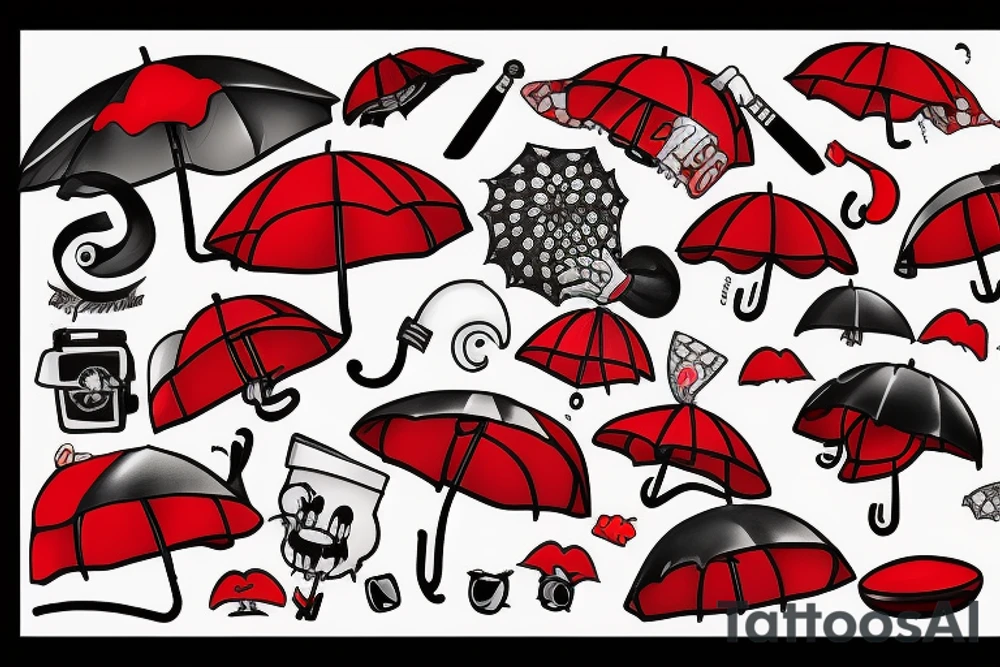 One red umbrella tattoo idea