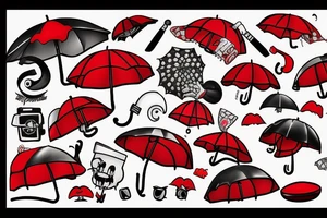 One red umbrella tattoo idea