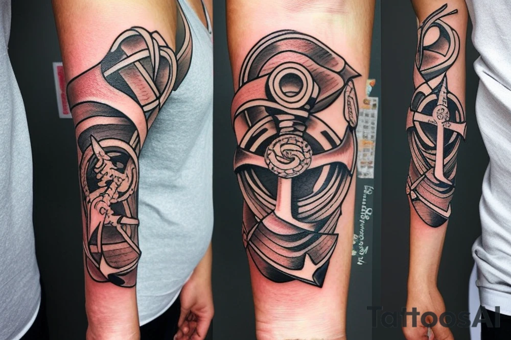 quarter sleeve anchor tattoo idea
