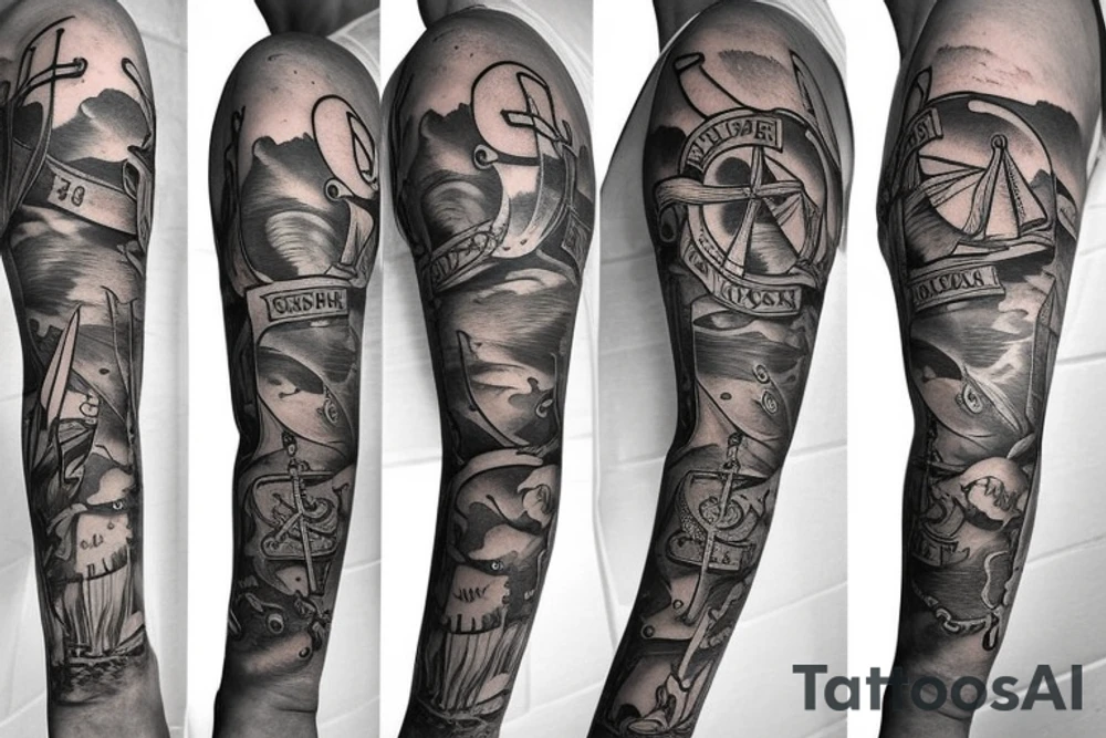 quarter sleeve anchor tattoo idea