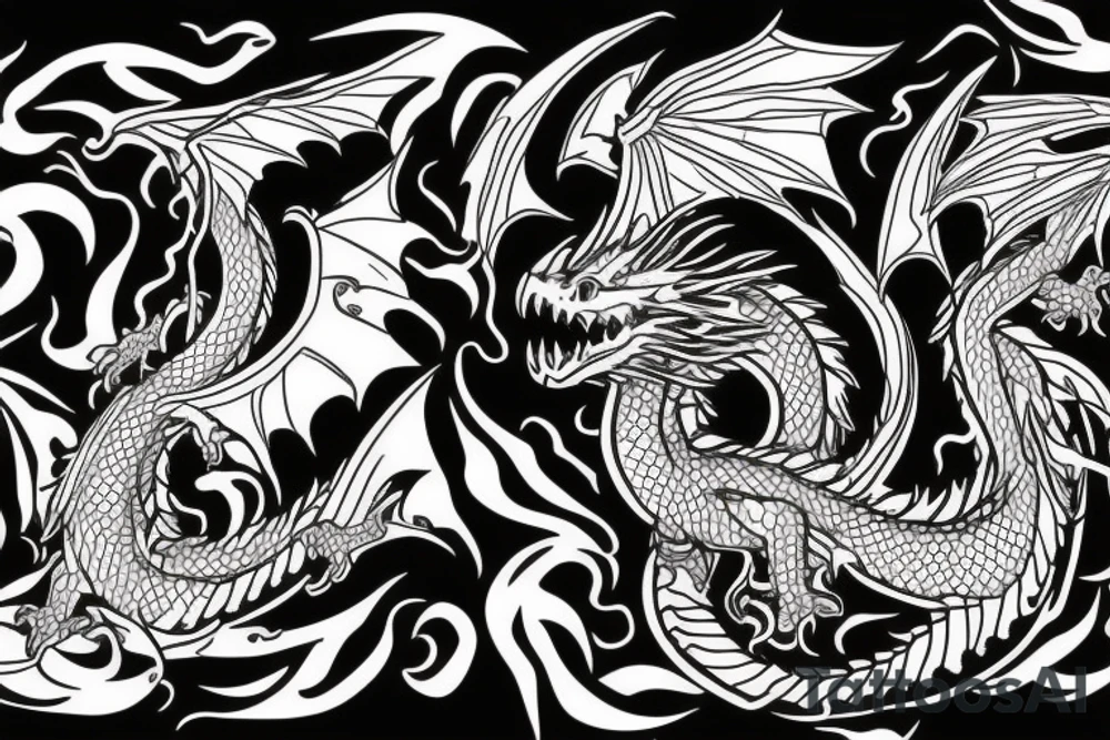 Dragon flying fire tattoo idea