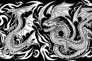 Dragon flying fire tattoo idea