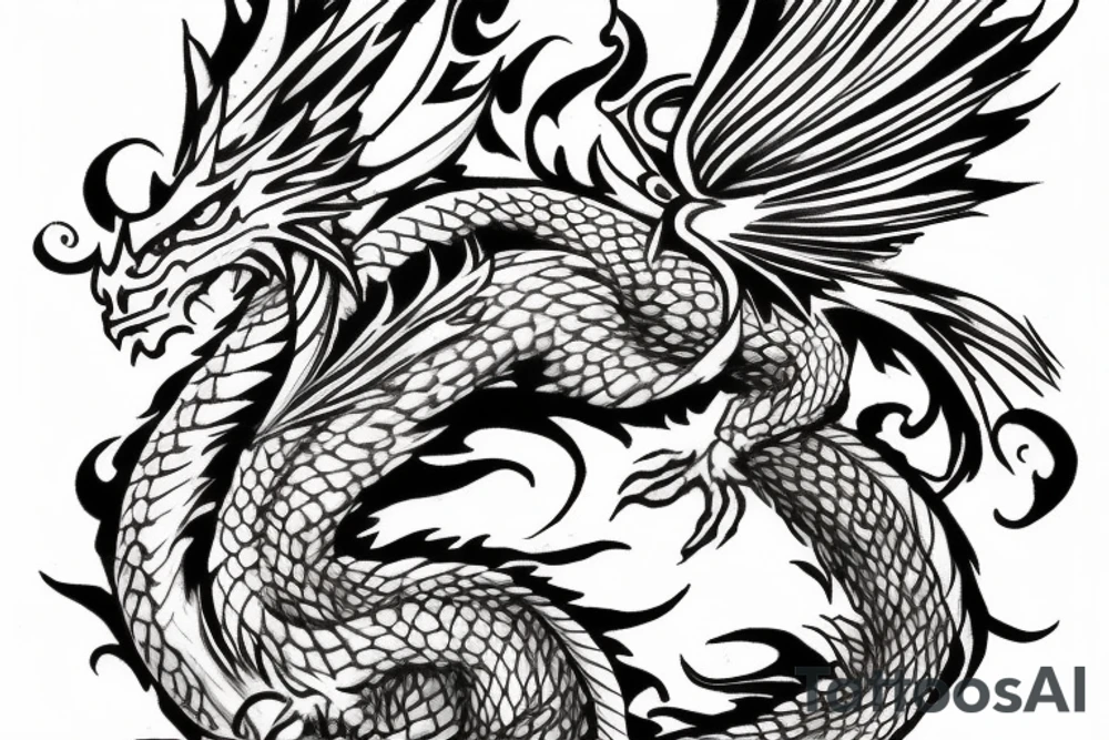 Dragon flying fire tattoo idea