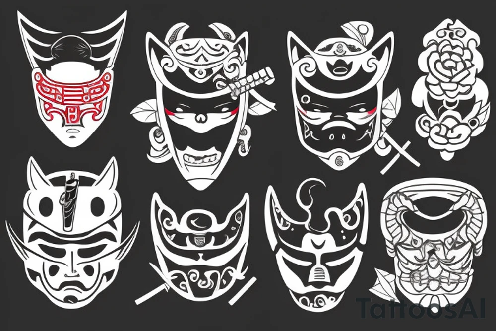 Mask with katana tattoo idea