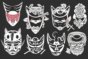 Mask with katana tattoo idea