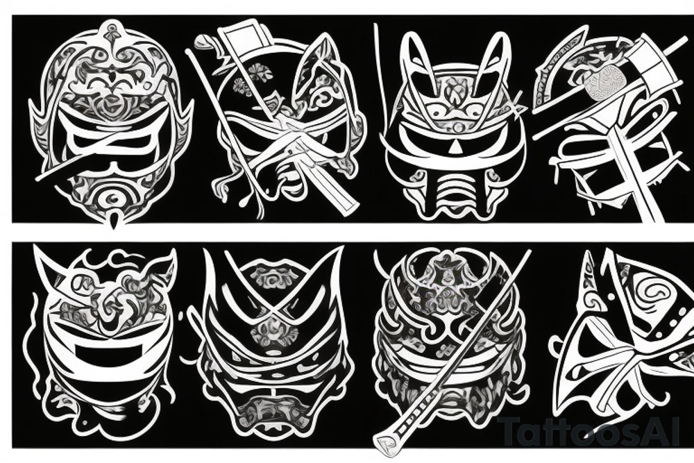 Mask with katana tattoo idea