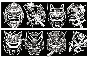 Mask with katana tattoo idea