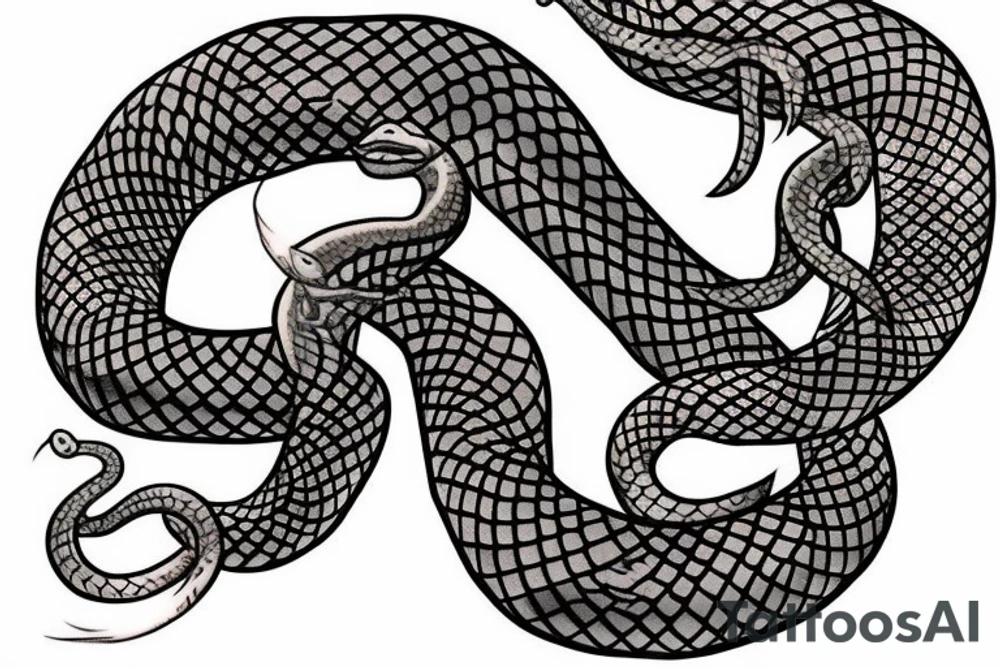 Snake on thigh white perl color tattoo idea