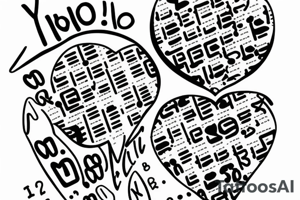 i love you with binary code tattoo idea