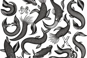 Ibex, koi fish and an anchor tattoo idea