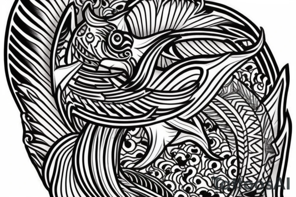 I want this tattoo to have an Ibex, koi fish and an anchor tattoo idea