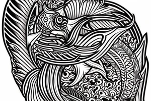 I want this tattoo to have an Ibex, koi fish and an anchor tattoo idea