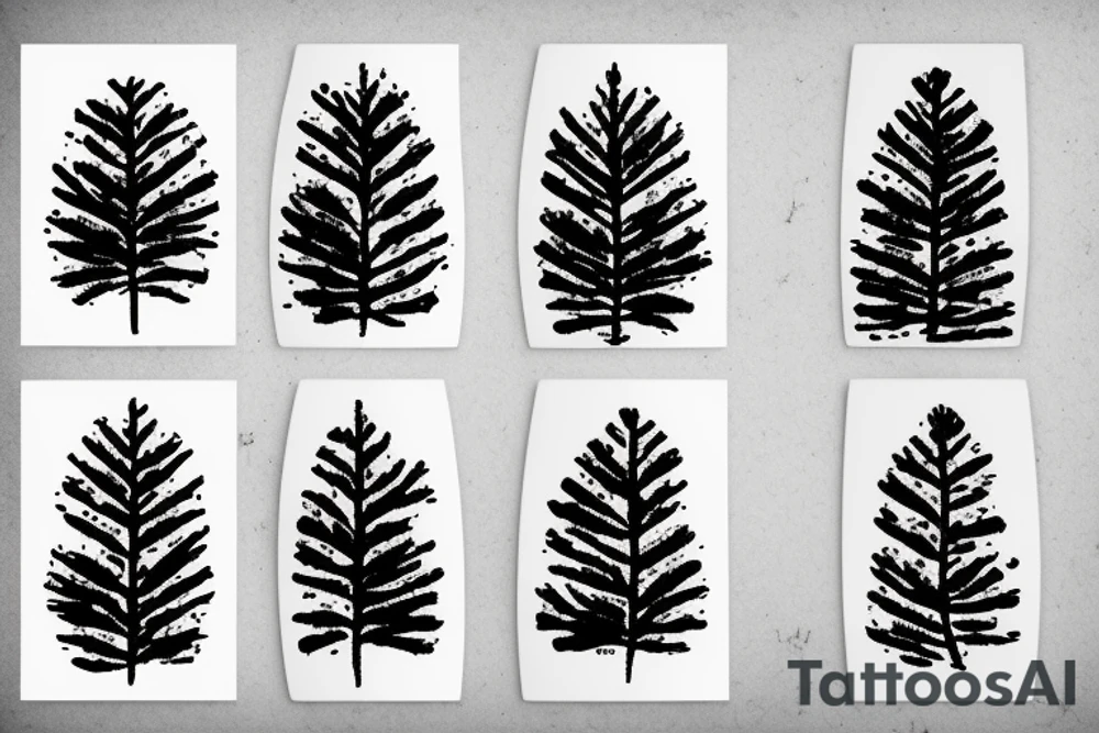 Pine trees and clouds using fingerprints tattoo idea