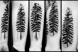 Pine trees and clouds using fingerprints tattoo idea
