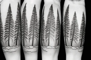 Pine trees and clouds tattoo idea