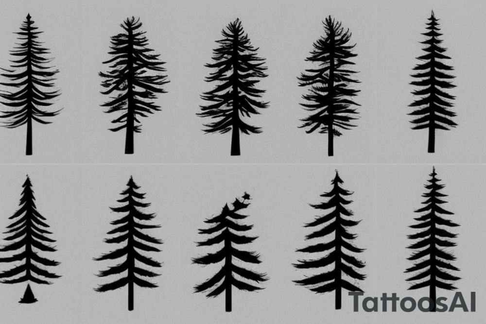 Pine trees looking to clouds tattoo idea
