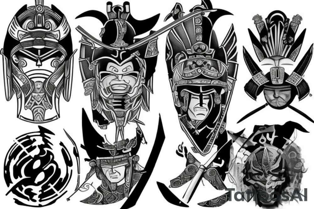Spartan and samurai tattoo idea