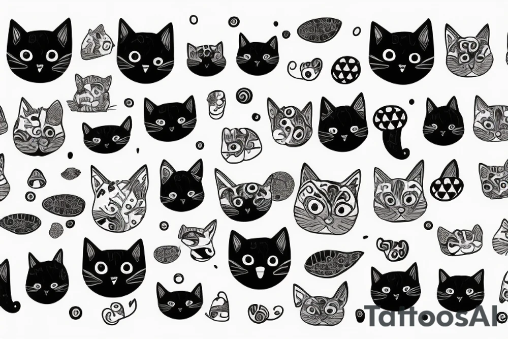 Abstract pattern with cat tattoo idea