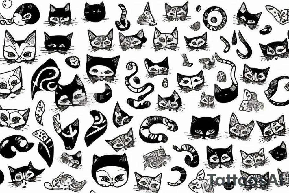 Abstract pattern with cat tattoo idea