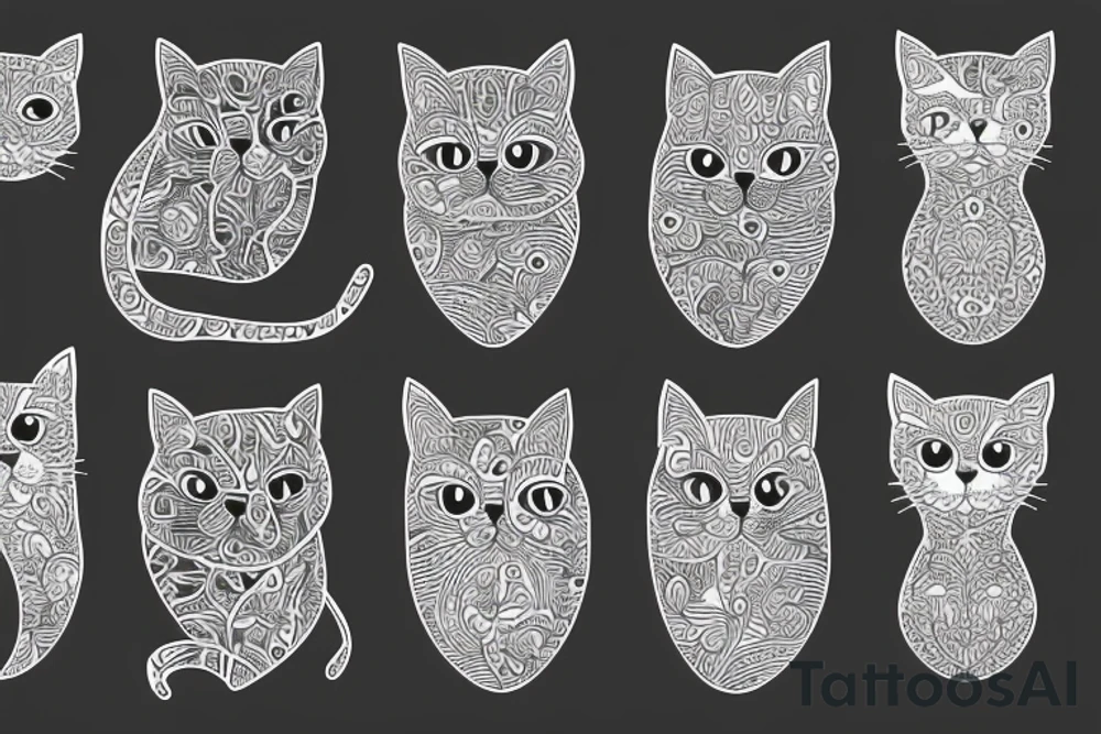 Abstract pattern with cat tattoo idea