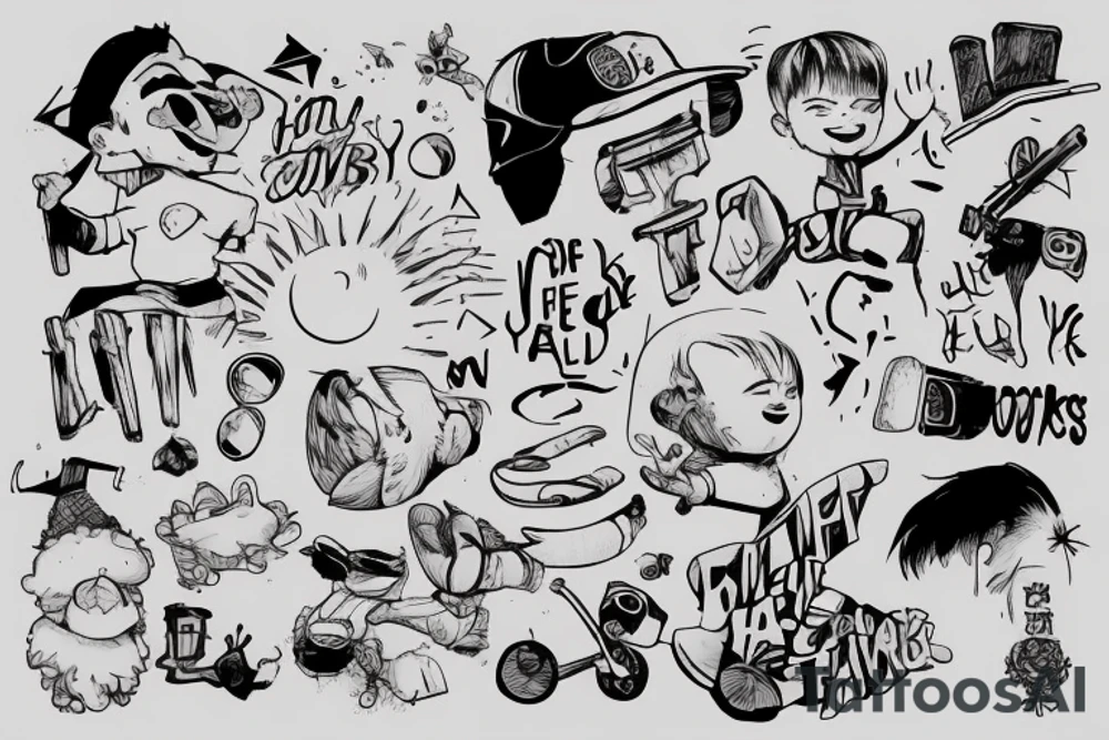 A boy who felt alone is his childhood who is working hard now tattoo idea