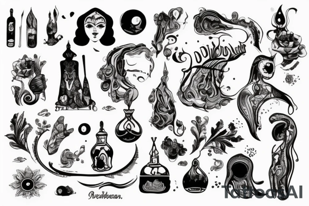 Девушка с мухоморами tattoo idea