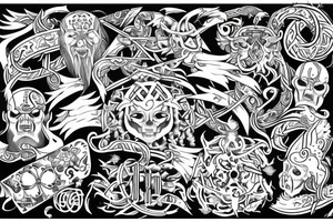 esoteric tattoo with viking and samauri tattoo idea
