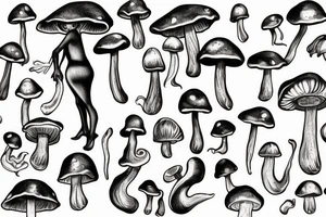 Women with mushrooms tattoo idea
