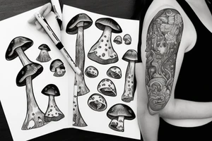 Women with mushrooms tattoo idea