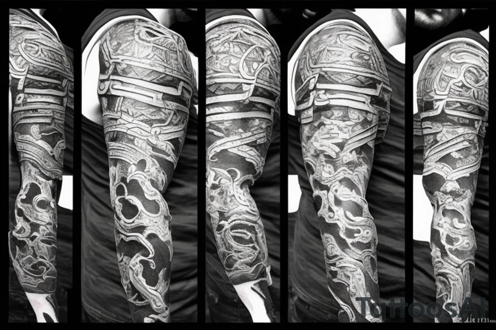 Spartan standing next to samurai tattoo idea
